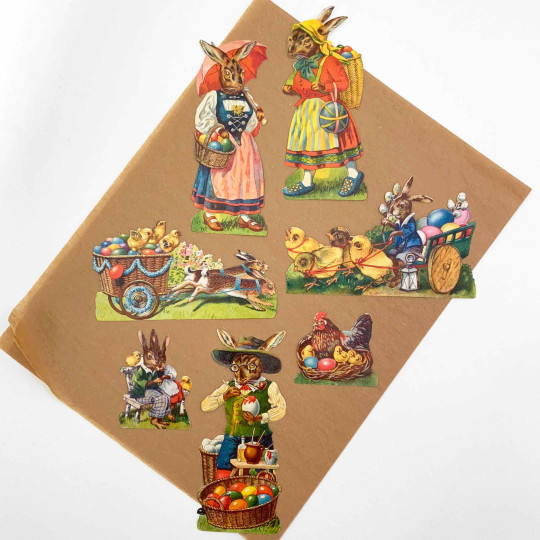 German Easter Bunnies Loose Easter Paper Scrap Pack